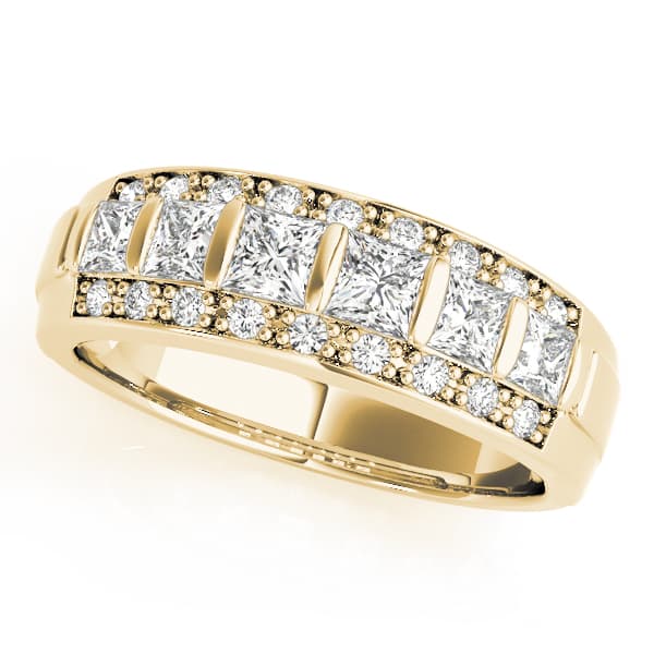 Multi-Row Fancy Shape Princess Cut Wedding Bands (7/8 ct. tw.), Front view in yellow gold