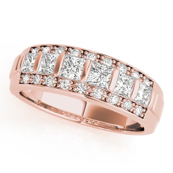 Multi-Row Fancy Shape Princess Cut Wedding Bands (7/8 ct. tw.), Front view in rose gold