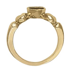 Heart Gemstone Ring, Side view in white gold or platinum