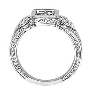 Princess & Cu Gemstone Ring (0.18 ct. tw.), Side view in white gold or platinum