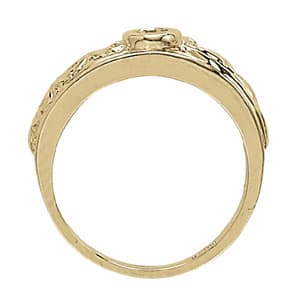 Round Gemstone Ring, Side view in white gold or platinum