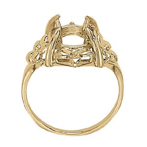 Round Gemstone Ring, Side view in white gold or platinum