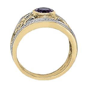 Vintage Style Round Color Ring (0.3 ct. tw.), Side view in white gold or platinum