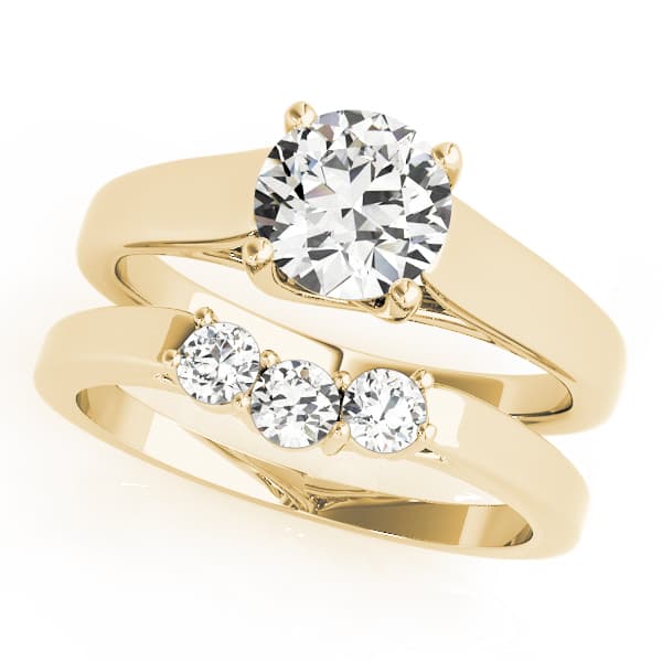 Round Trellis Solitaire Engagement Ring, style 82385, On hand view in yellow gold