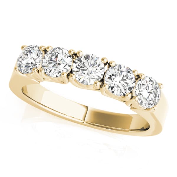 5-Stone Prong Set Wedding Band (1 ct. tw.), Front view in yellow gold