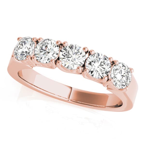 5-Stone Prong Set Wedding Band (2 ct. tw.), Front view in rose gold