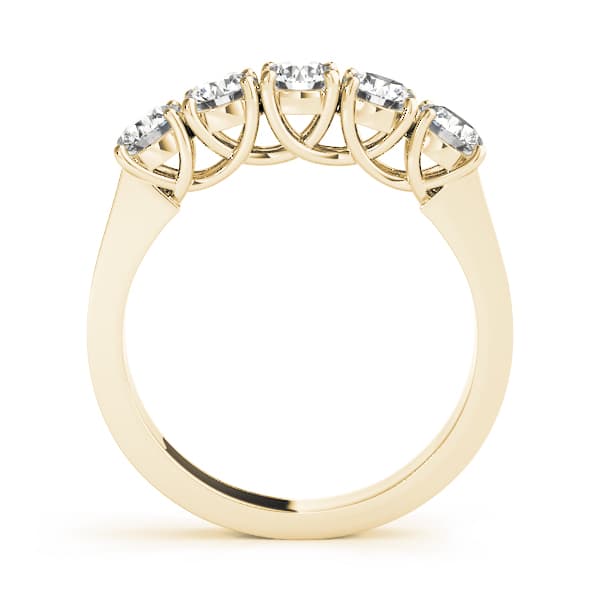 5-Stone Prong Set Wedding Band (1 ct. tw.), Side view in yellow gold