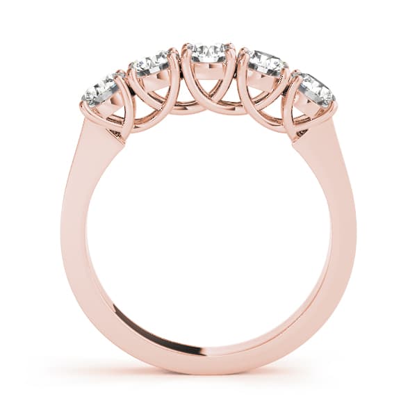 5-Stone Prong Set Wedding Band (2 ct. tw.), Side view in rose gold