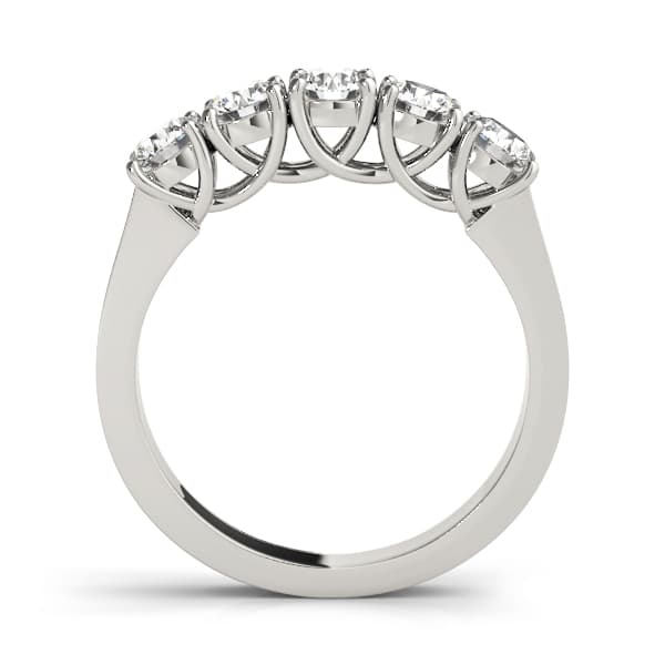 5-Stone Prong Set Wedding Band (1/4 ct. tw.), Side view in white gold or platinum
