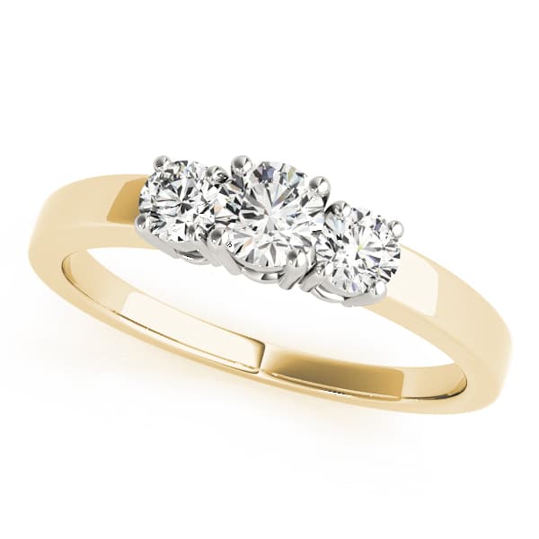 3-Stone Round Prong Set Engagement Ring, style 82389, Front view in yellow gold