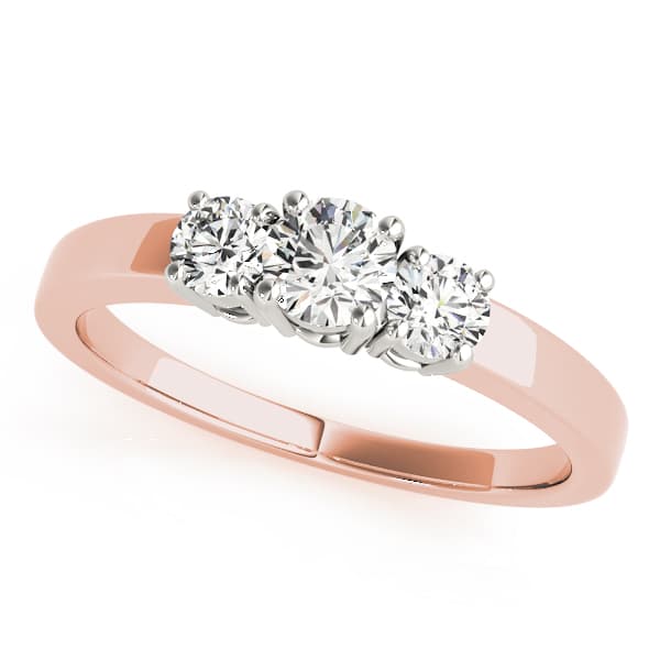 3-Stone Round Prong Set Engagement Ring, style 82389, Front view in rose gold