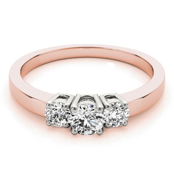 3-Stone Round Prong Set Engagement Ring, style 82389, On hand view in rose gold