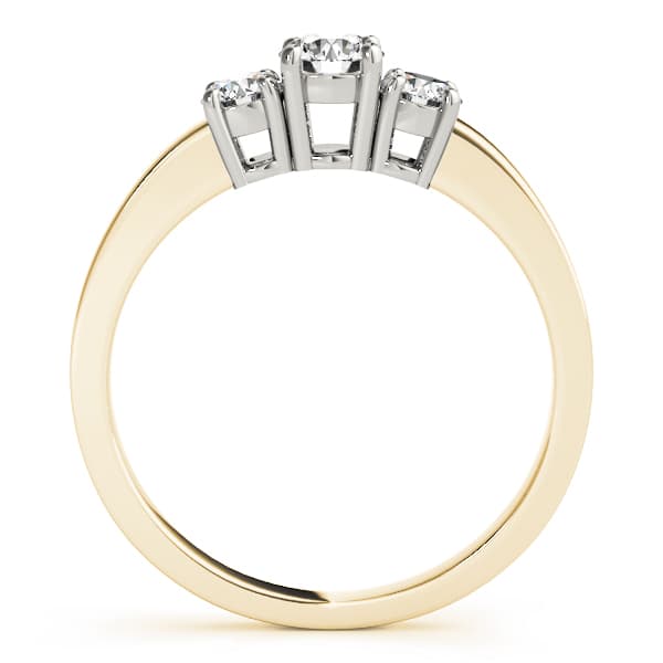 3-Stone Round Prong Set Engagement Ring, style 82389, Side view in yellow gold