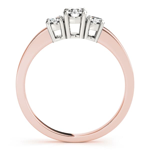 3-Stone Round Prong Set Engagement Ring, style 82389, Side view in rose gold