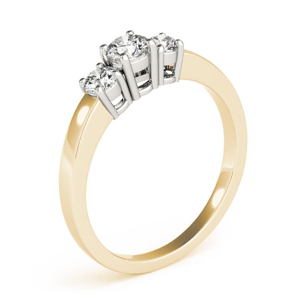 3-Stone Round Prong Set Engagement Ring, style 82389, Top view in yellow gold