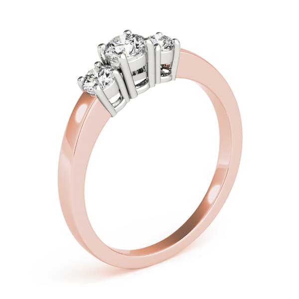 3-Stone Round Prong Set Engagement Ring, style 82389, Top view in rose gold