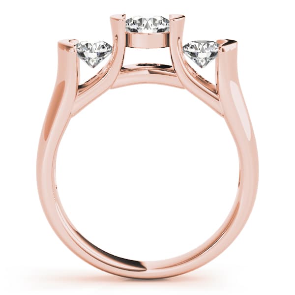 3-Stone Half Bezel Set Engagement Ring, style 82390, Side view in rose gold