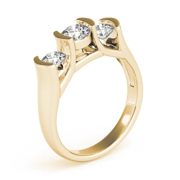 3-Stone Half Bezel Set Engagement Ring, style 82390, Top view in yellow gold