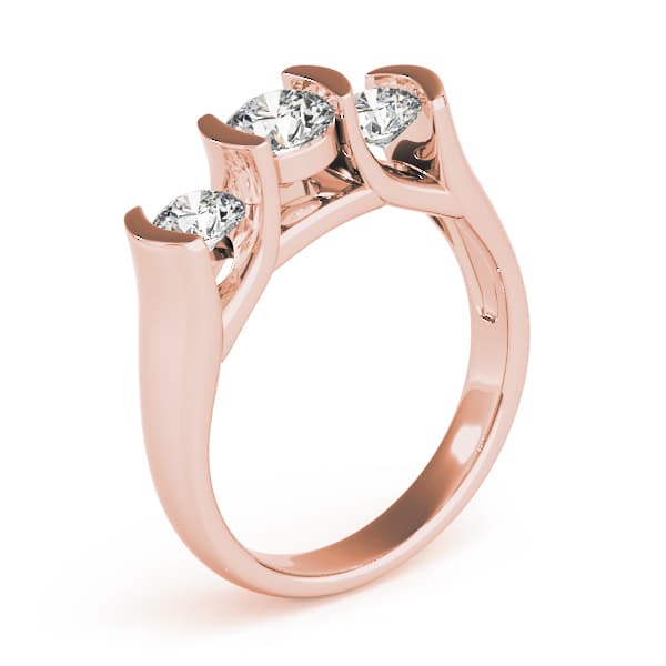 3-Stone Half Bezel Set Engagement Ring, style 82390, Top view in rose gold