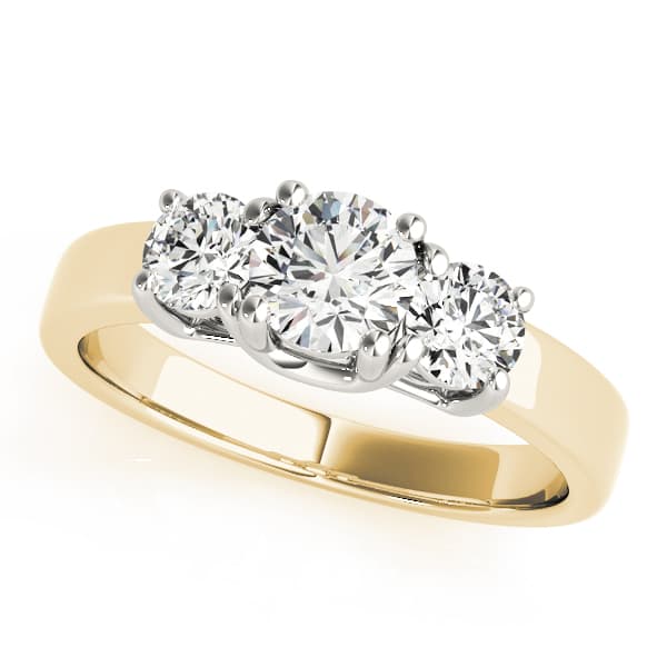 3-Stone Double Prong Engagement Ring, style 82391, Front view in yellow gold