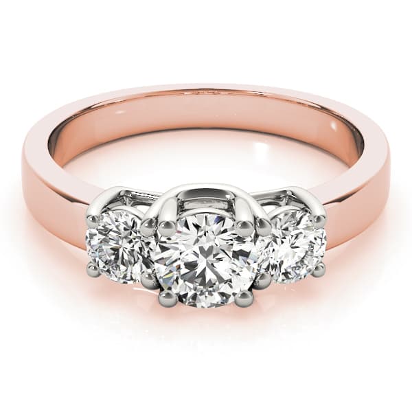 3-Stone Double Prong Engagement Ring, style 82391, On hand view in rose gold