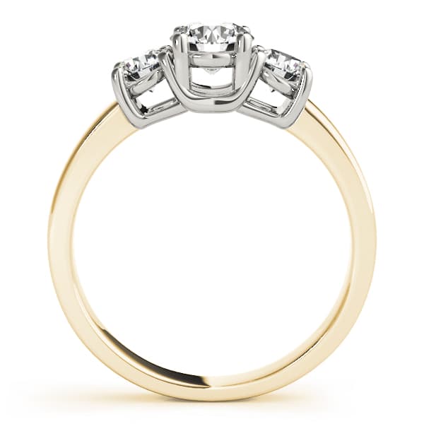 3-Stone Double Prong Engagement Ring, style 82391, Side view in yellow gold