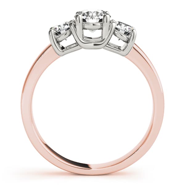 3-Stone Double Prong Engagement Ring, style 82391, Side view in rose gold