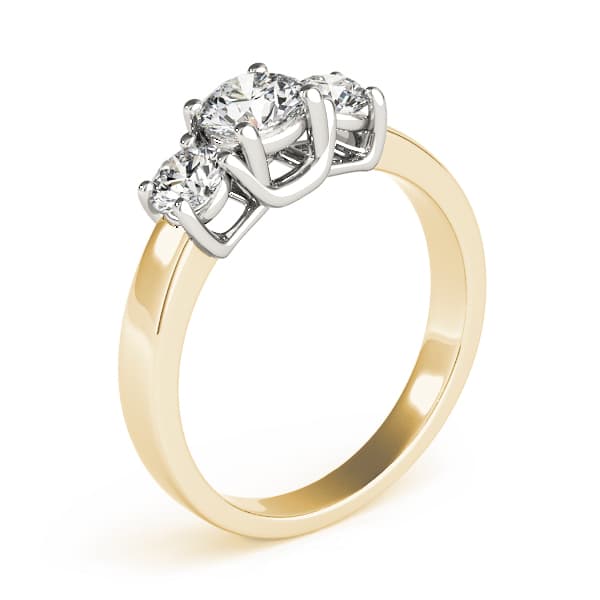 3-Stone Double Prong Engagement Ring, style 82391, Top view in yellow gold