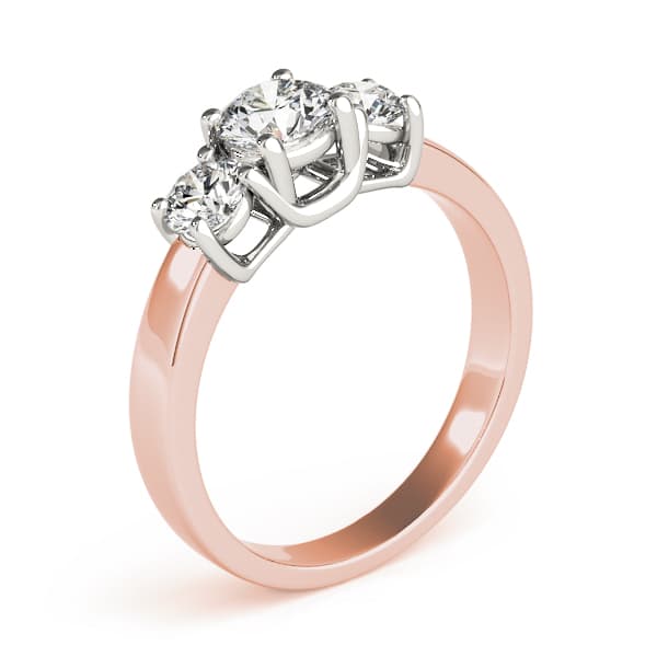 3-Stone Double Prong Engagement Ring, style 82391, Top view in rose gold