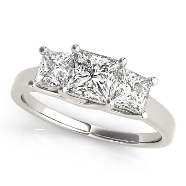 3-Stone Trellis Princess Cut Engagement Ring — style 82392 in 10k White Gold