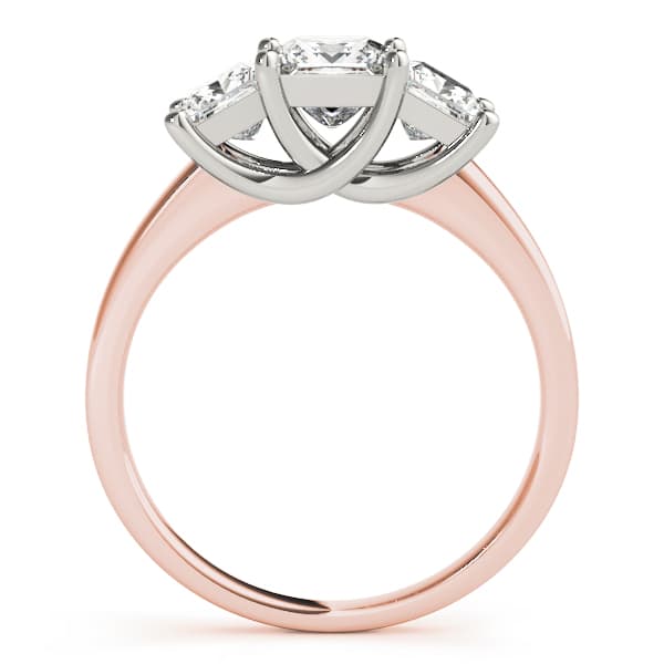 3-Stone Trellis Princess Cut Engagement Ring, style 82392, Side view in rose gold