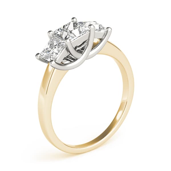 3-Stone Trellis Princess Cut Engagement Ring, style 82392, Top view in yellow gold