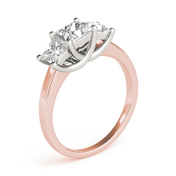 3-Stone Trellis Princess Cut Engagement Ring, style 82392, Top view in rose gold