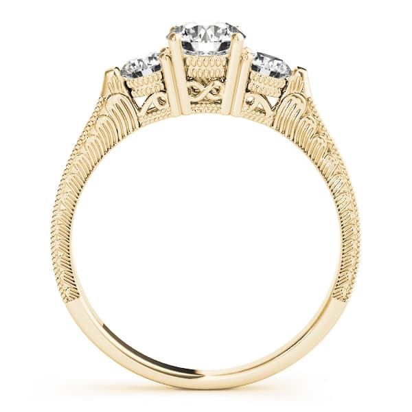 3-Stone Round Filigree Engagement Ring, style 82393, Side view in yellow gold
