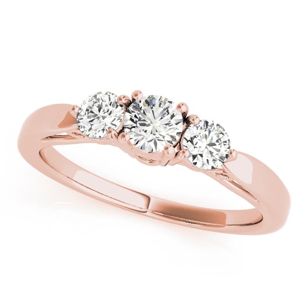 3-Stone Prong Set Engagement Ring, style 82394, Front view in rose gold