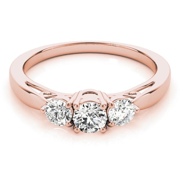 3-Stone Prong Set Engagement Ring, style 82394, On hand view in rose gold