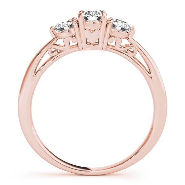 3-Stone Prong Set Engagement Ring, style 82394, Side view in rose gold