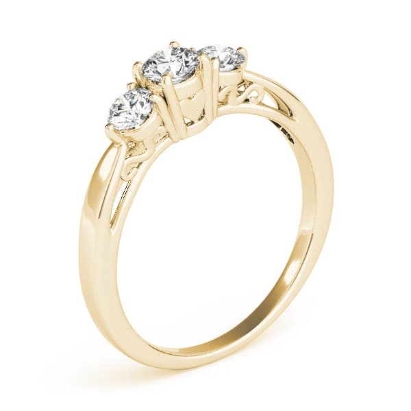 3-Stone Prong Set Engagement Ring, style 82394, Top view in yellow gold