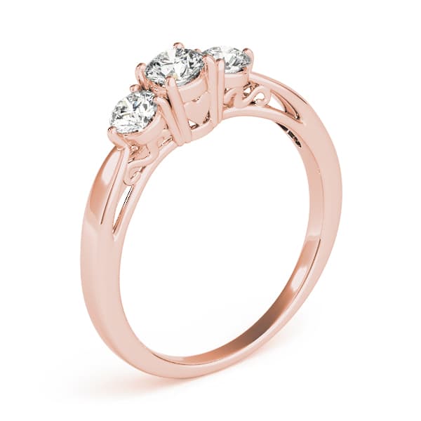 3-Stone Prong Set Engagement Ring, style 82394, Top view in rose gold