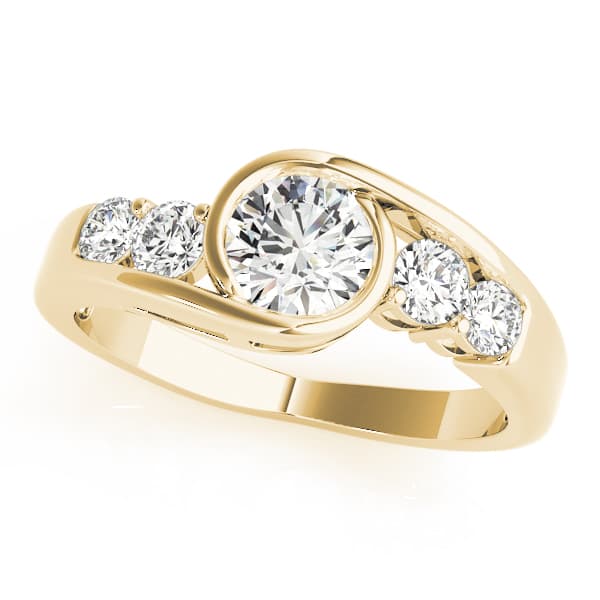 Bezel Set Bypass Engagement Ring, style 82408, Front view in yellow gold