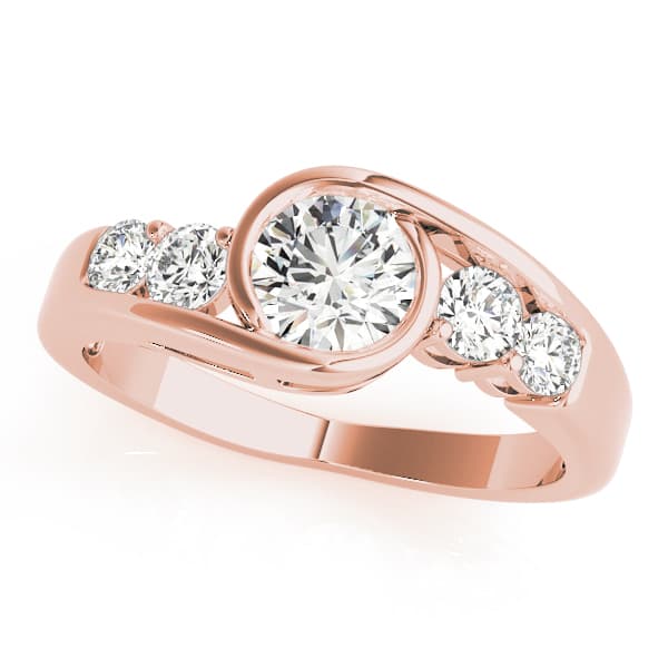 Bezel Set Bypass Engagement Ring, style 82408, Front view in rose gold