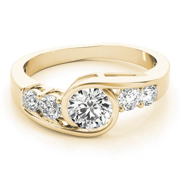 Bezel Set Bypass Engagement Ring, style 82408, On hand view in yellow gold