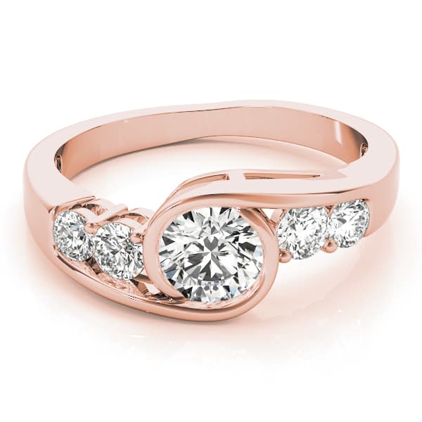 Bezel Set Bypass Engagement Ring, style 82408, On hand view in rose gold