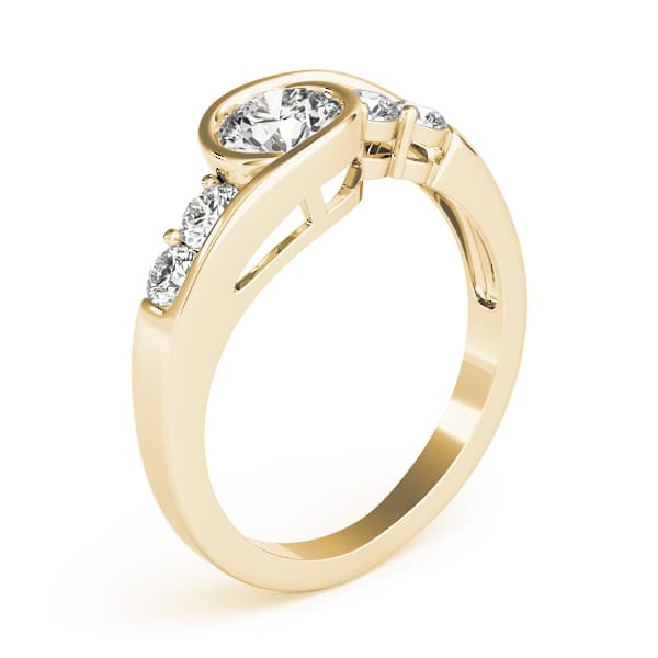 Bezel Set Bypass Engagement Ring, style 82408, Top view in yellow gold