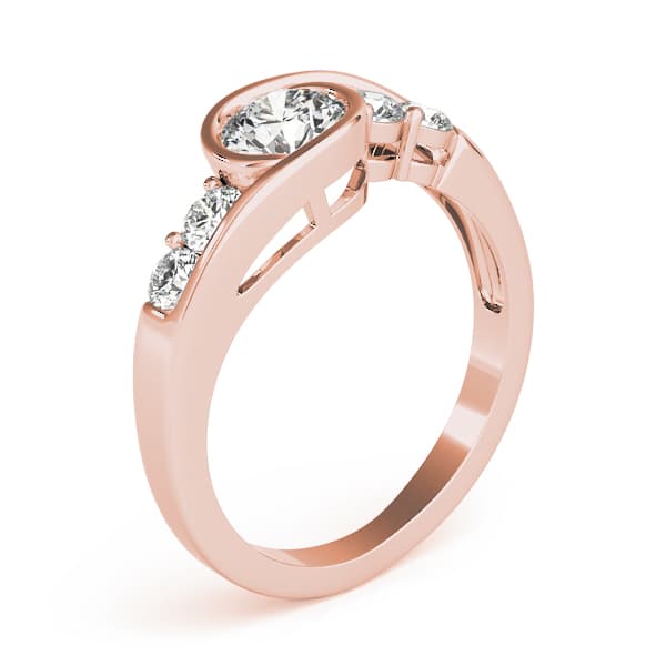 Bezel Set Bypass Engagement Ring, style 82408, Top view in rose gold