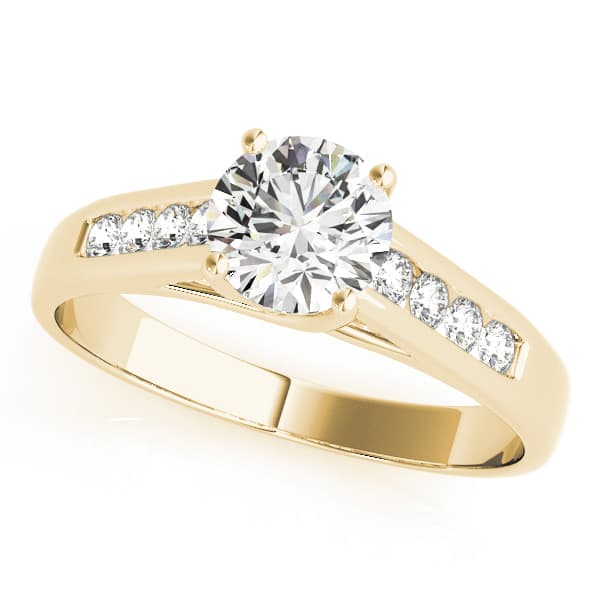 Single Row Channel Set Trellis Engagement Ring, style 82413, Front view in yellow gold