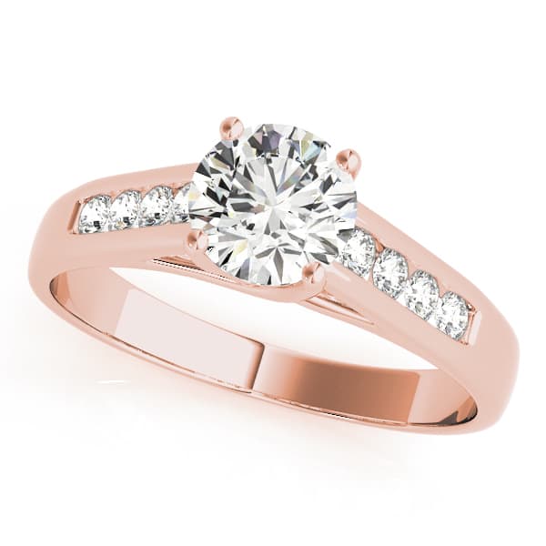 Single Row Channel Set Trellis Engagement Ring, style 82413, Front view in rose gold