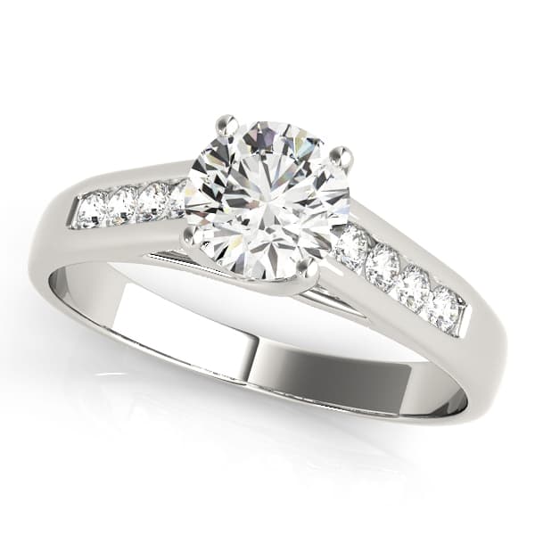 Single Row Channel Set Trellis Engagement Ring — style 82413 in 10k White Gold
