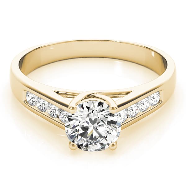 Single Row Channel Set Trellis Engagement Ring, style 82413, On hand view in yellow gold