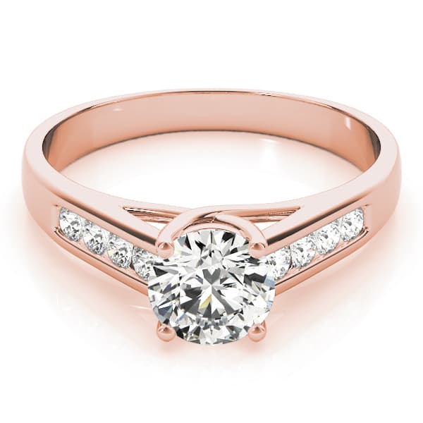 Single Row Channel Set Trellis Engagement Ring, style 82413, On hand view in rose gold